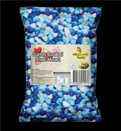 Candy Shell Blue And White Chocolate Hearts 1kg