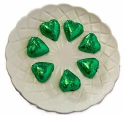Hearts - Milk Chocolate Hearts In Green Foil 1kg