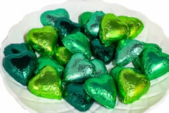Hearts - Milk Chocolate Hearts In Mixed Green Foils 350g