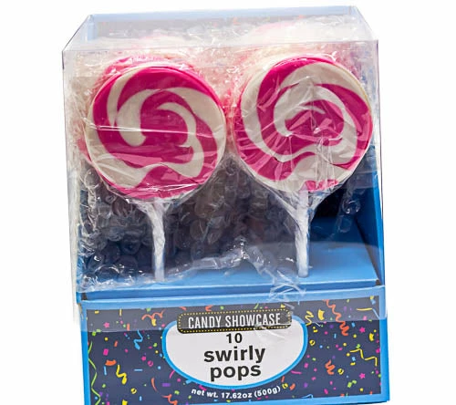 Lollipops - Swirl Flat Pops Pink 1 Lollipops - Swirl Flat Pops Pink